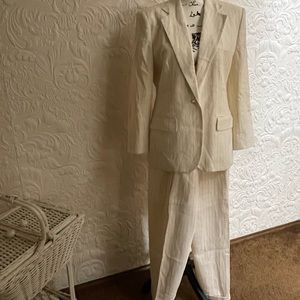 Ralph Lauren pinstripe suit. White and light blue.